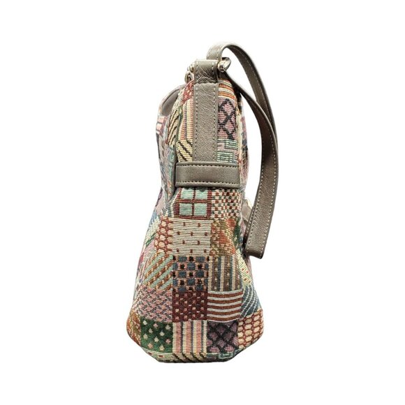 SAS Purse Tapestry Patchwork Shimmer Shoulder Bag Medium 3 compartment Zipper - Picture 7 of 11